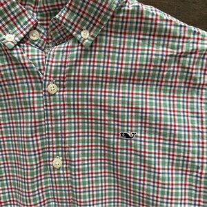 Vineyard Vines‎ Boy's Plaid Button Down Holiday Green Red Blue Size L (16)